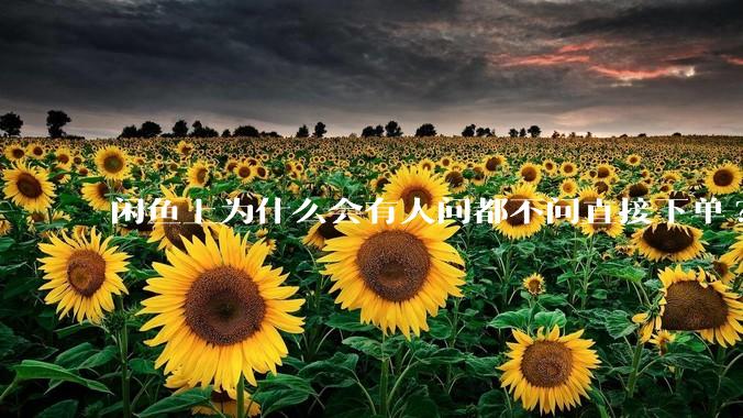 闲鱼上为什么会有人问都不问直接下单?
